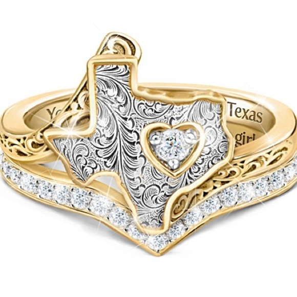 NEW - “Heart Of Texas" Topaz And Diamond Women's Stacking Ring. Size 10 - Picture 5 of 10